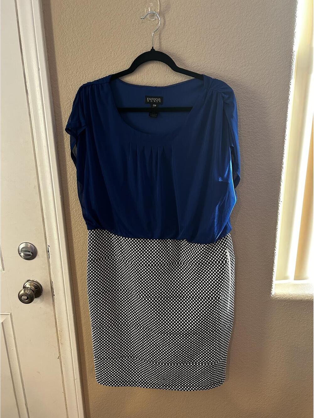 Enfocus Women Blue and Black Polka Dot Dress Size 20W